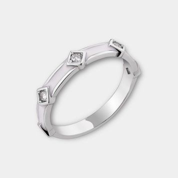 Срібна каблучка з фіанітами "Білий Оберіг" ring0165 фото